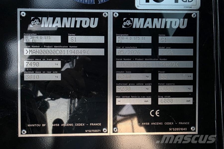 Manitou M30-4 D ST5 S1 EU Diesel, 4x4 Drive, 3t Capacity, Rough terrain trucks