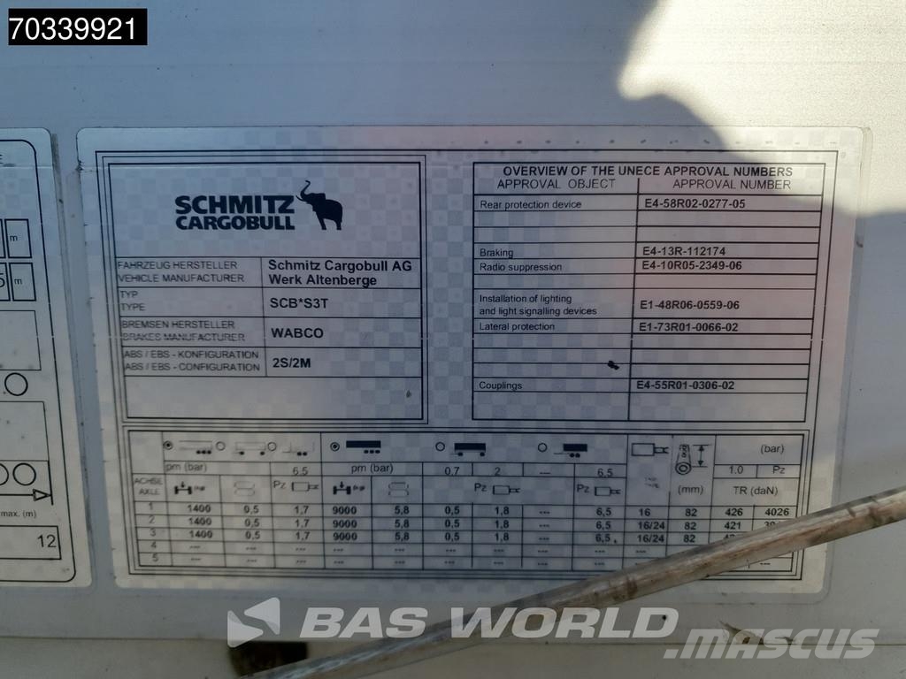 Schmitz Cargobull SCB*S3T 3 axles Sliding roof Tentpoolhaagised