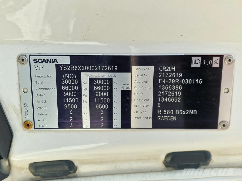 Scania R580 V8 NGS Highline 6x2 - BDF - Retarder - Full a Demontažnii kamioni za podizanje kabela
