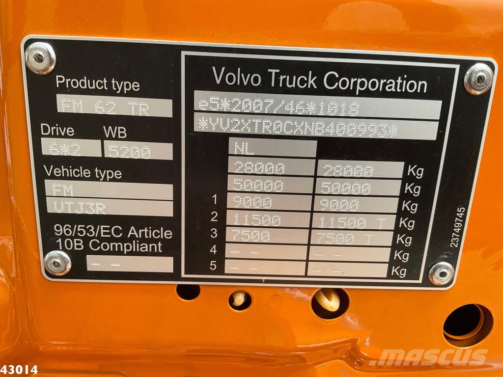 Volvo FM 430 HMF 23 Tonmeter laadkraan Lastväxlare/Krokbilar