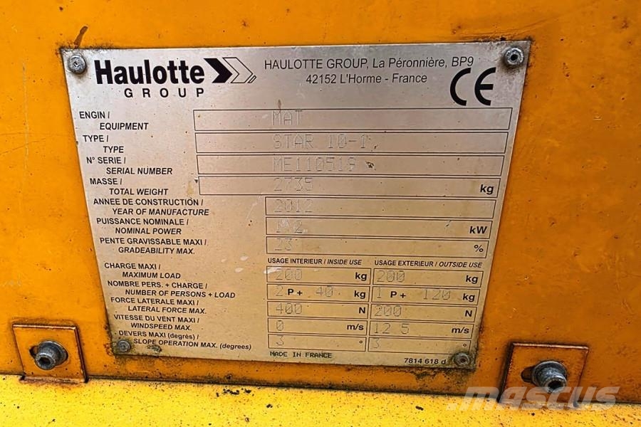 Haulotte STAR 10 Electric, 10m Working Height, 3m Reach, 20 Коленчатые подъемники