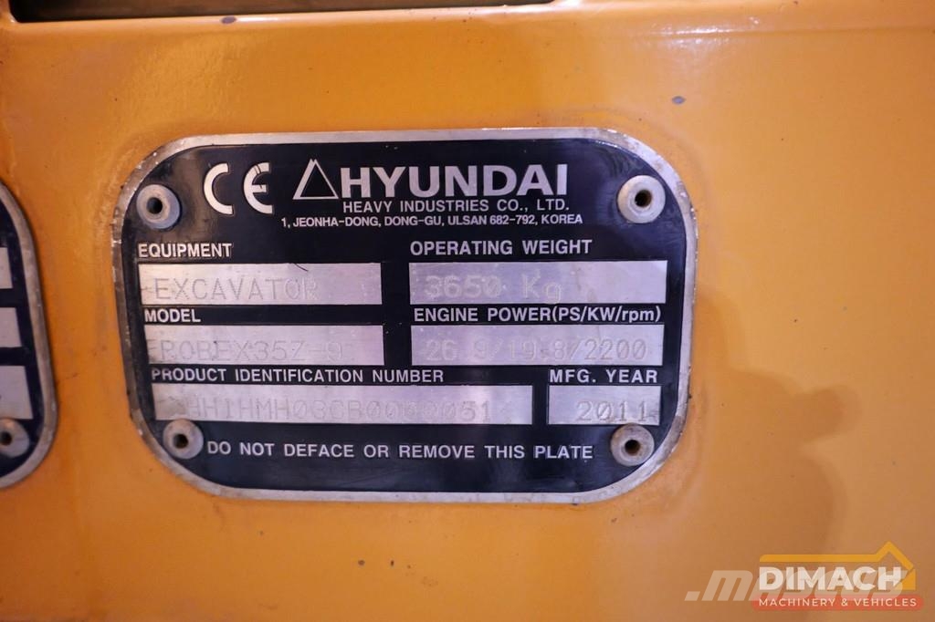 Hyundai ROBEX35Z-9 Robex 35Z-9 - 3650 kg - air conditionin Miniexcavadoras