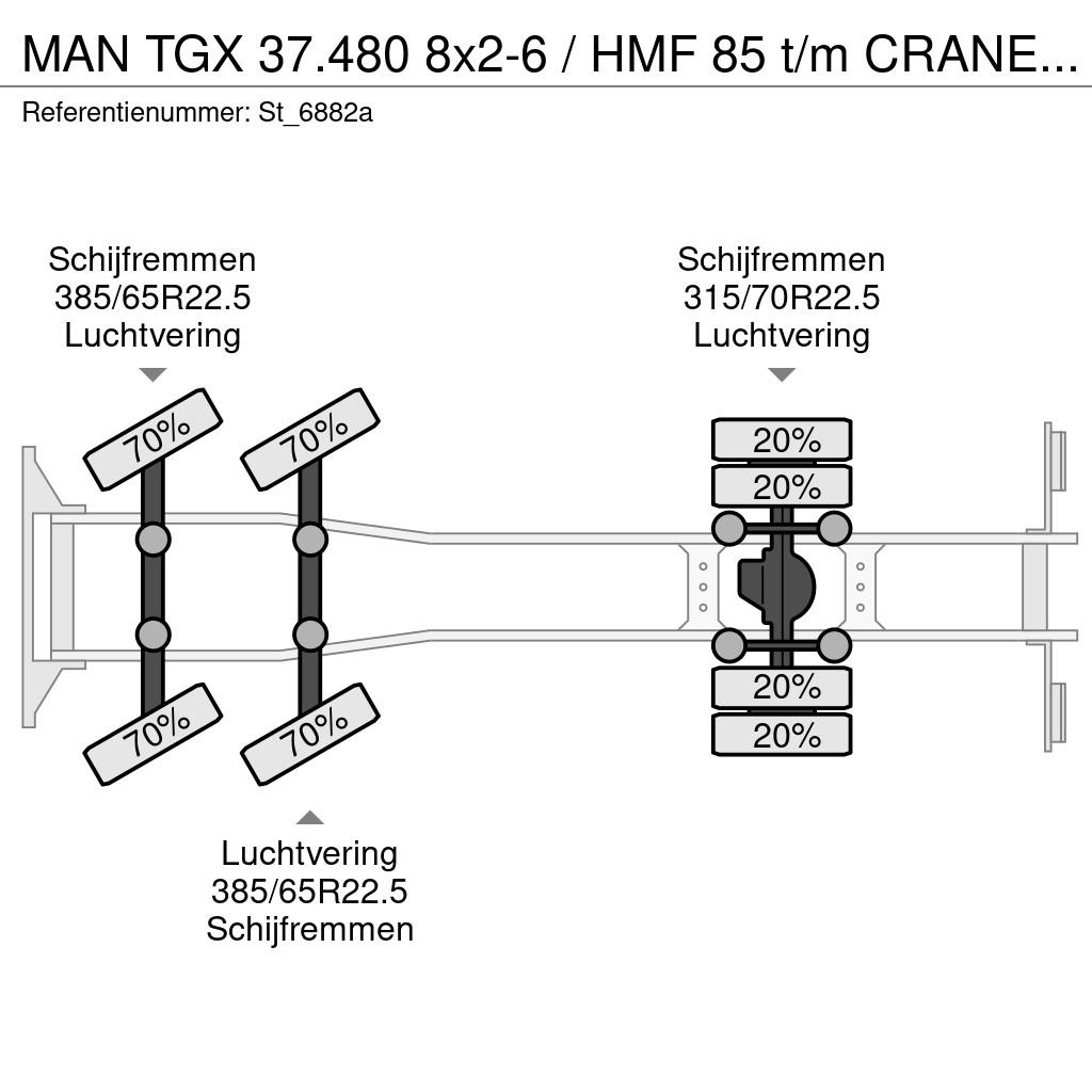 MAN TGX 37.480 8x2-6 / HMF 85 t/m CRANE / KRAN Caminhões guindaste