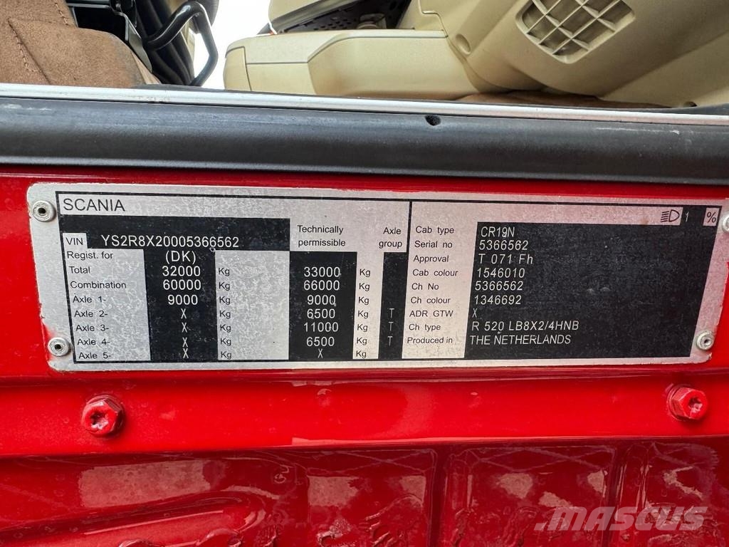 Scania R520 V8 8X2 EURO 6 KIPPER + HMF 2620-K5 + REMOTE C Самоскиди