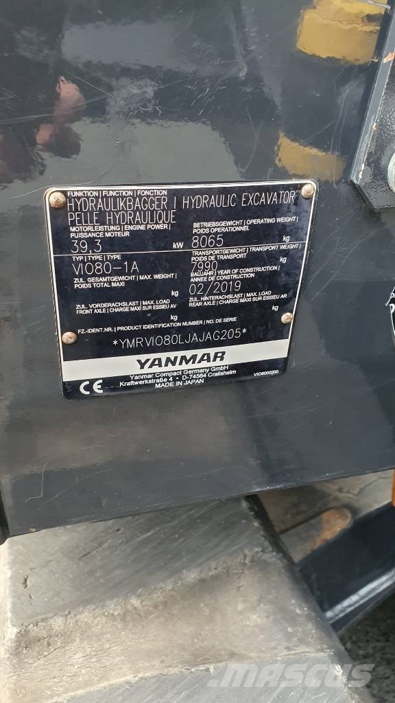 Yanmar ViO80-1A - Myös vuokraus alk. 2900 €/kk! حفارات وسط 7 طن - 12 طن
