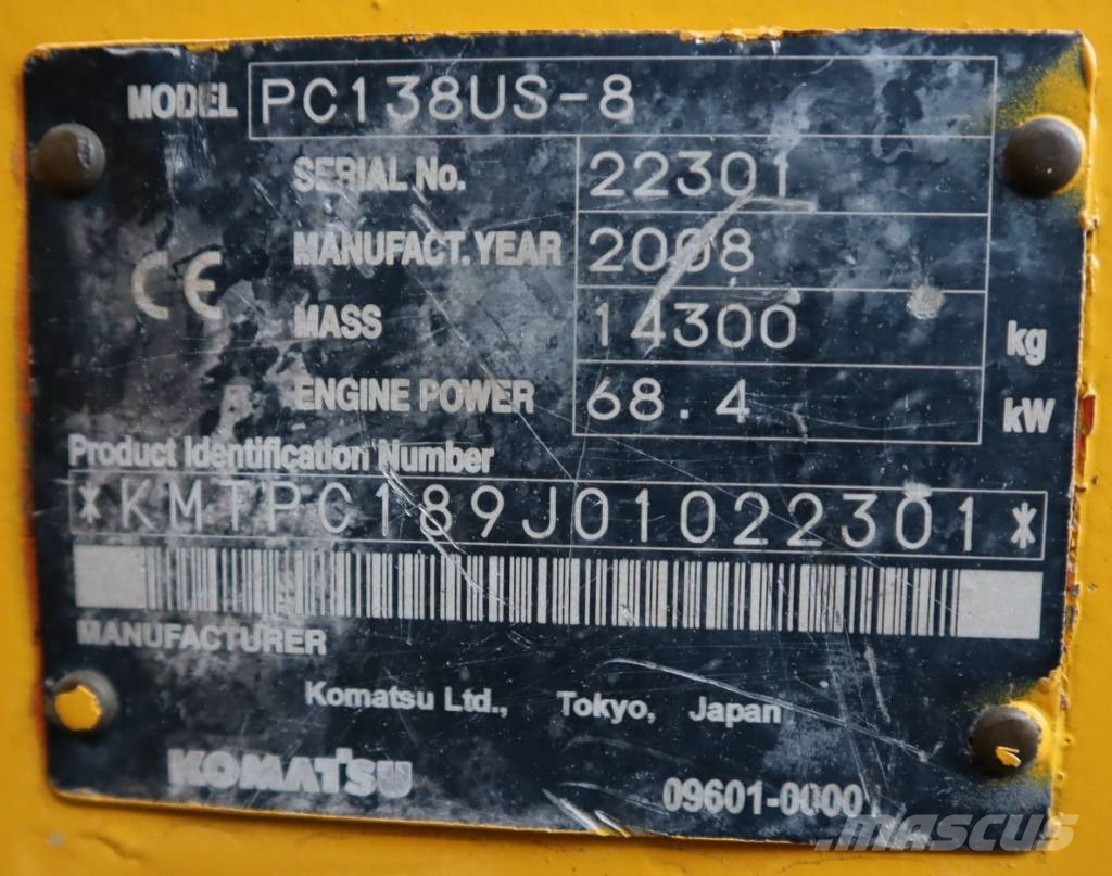 Komatsu PC138US-8 Escavadeiras de esteiras