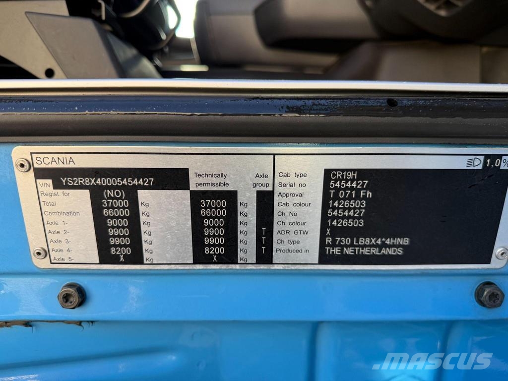 Scania R730 8X4*4 EURO6 + RETARDER + HYDRAULIC PUMP + BDF Kontejnerski kamioni