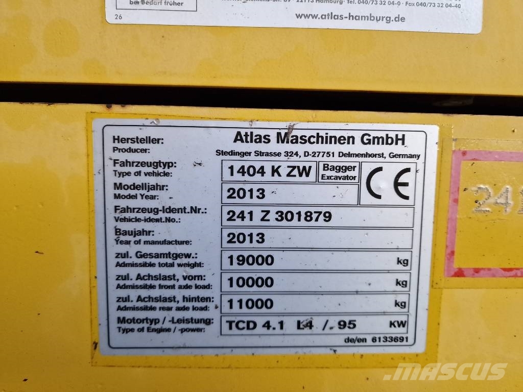 Atlas 1404 KZW حفارات بعجل