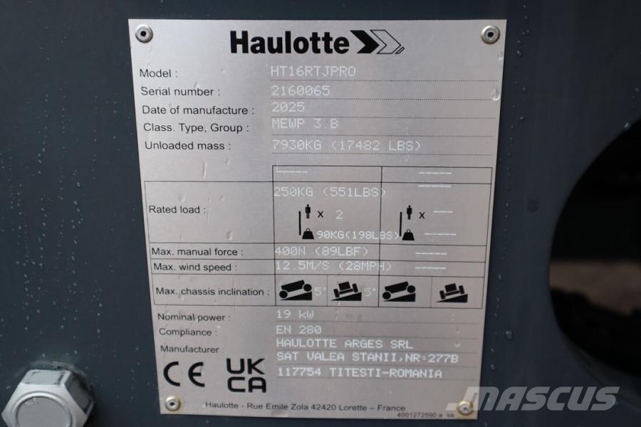 Haulotte HT16RTJ PRO Diesel, 4x4x4 Drive, 16.1m Working Hei Telescoophoogwerkers