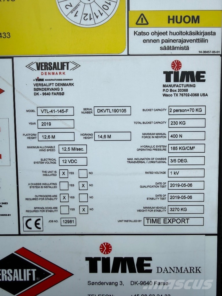 VERSALIFT VTL-145-F MB Sprinter المنصات الهوائية المثبتة على شاحنة