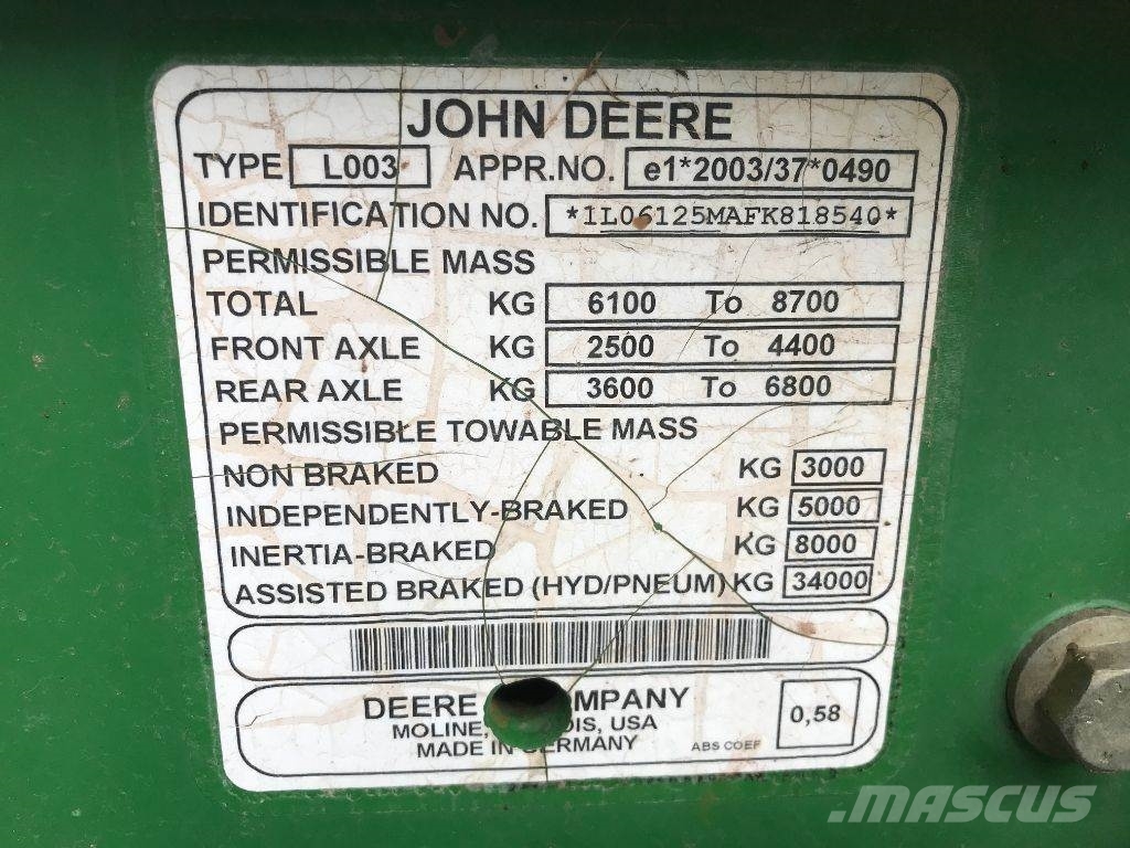 John Deere 6125 M . APPELEZ LE 06.45.65.73.53 Traktori