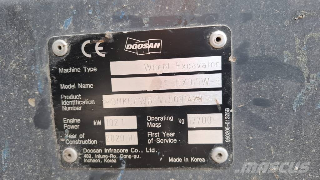 Doosan DX 165 W-5 Hjulgrävare