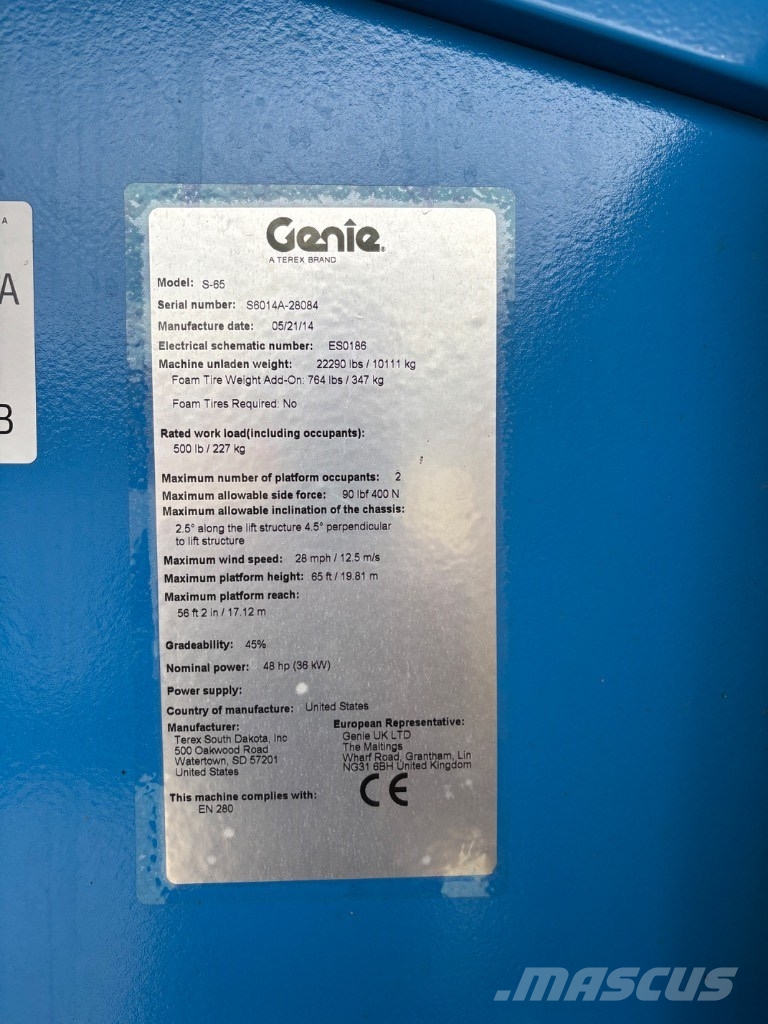 Genie S 65 Plataformas con brazo de elevación telescópico