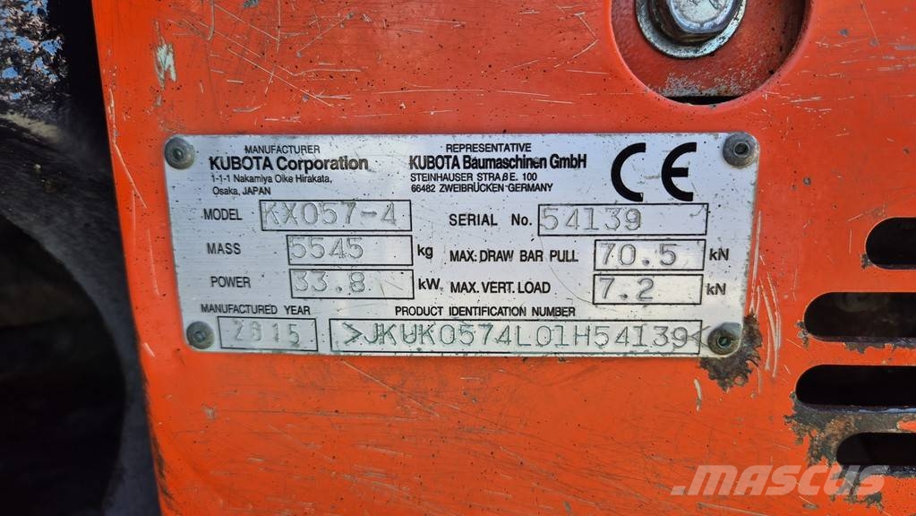 Kubota KX057-4 - 2015 YEAR - 3X BUCKETS - 5480 HOURS Minigraafmachines < 7t
