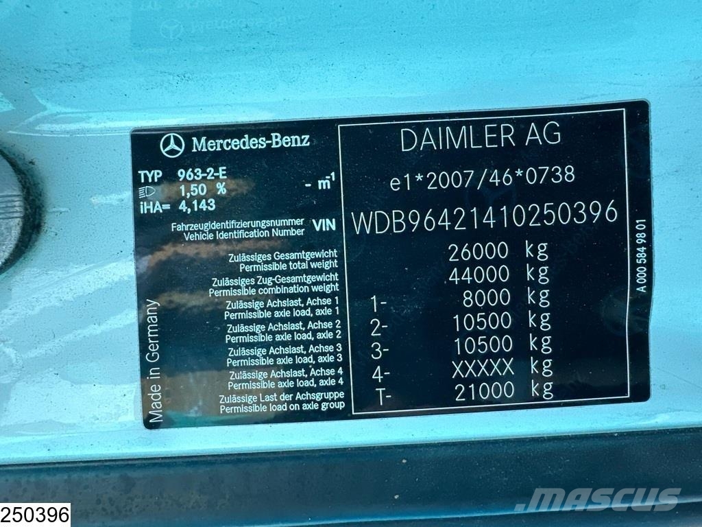 Mercedes-Benz Arocs 2636 EURO 6, 6x4, PTO, Steel suspension Platte bakwagens