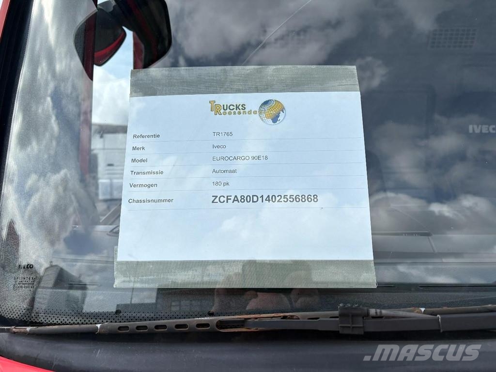 Iveco EUROCARGO 90E18 + EURO 5 + LOW KM + 3 SEATS شاحنات بغطاء جانبي