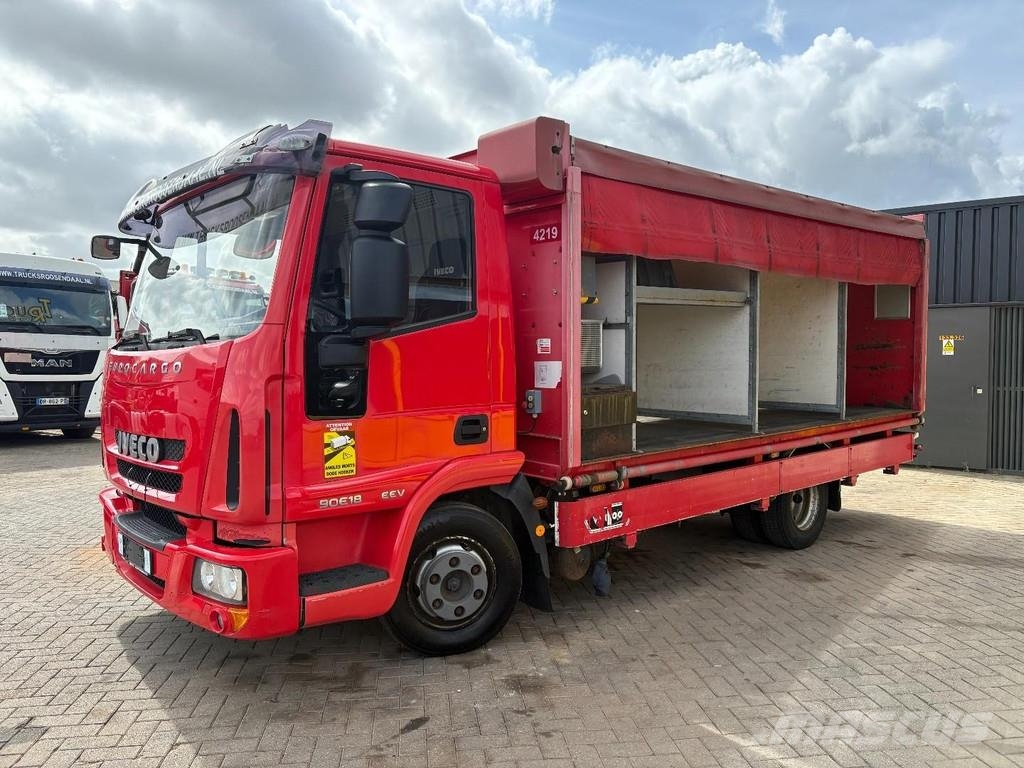 Iveco EUROCARGO 90E18 + EURO 5 + LOW KM + 3 SEATS شاحنات بغطاء جانبي