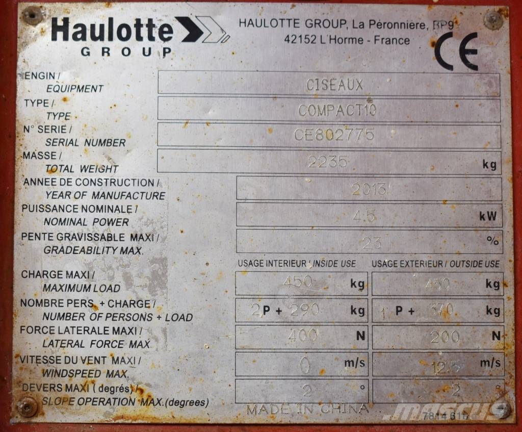 Haulotte Compact 10 Ножични работни платформи