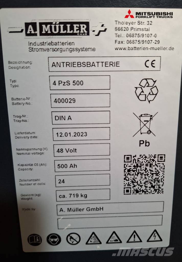 Mitsubishi FB 16 ACNT شاحنات ذات رافعات شوكية تعمل بالكهرباء