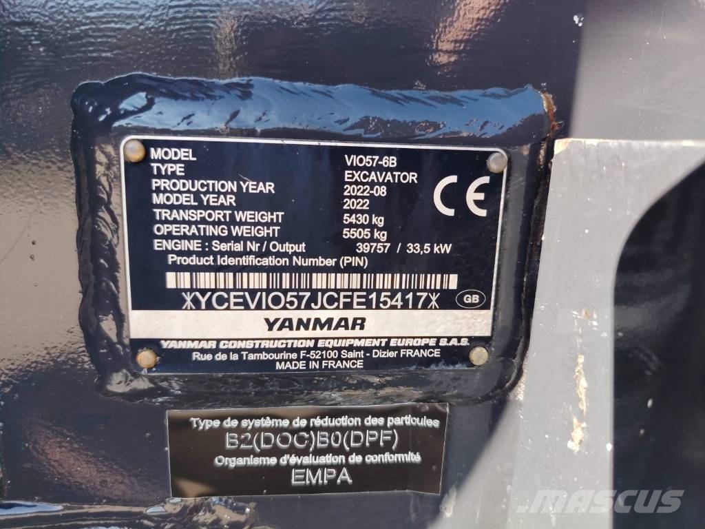 Yanmar Vio 57-6B Miniekskavaatorid < 7 t