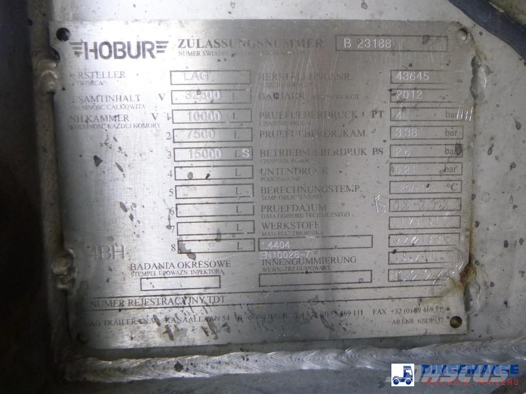 Burg Chemical tank inox L4BH 32.5 m3 / 3 comp Tanker yari çekiciler