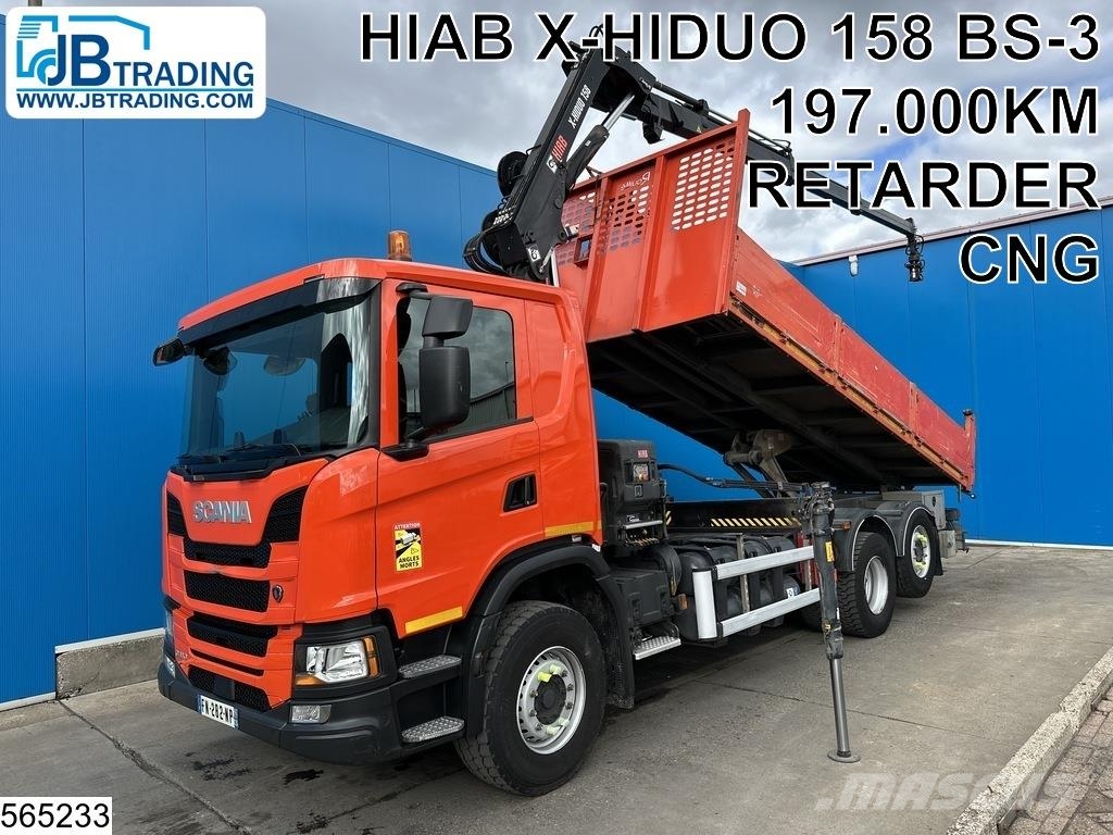 Scania G 410 EURO 6d, CNG, 6x2, Retarder, Hiab 덤프 트럭