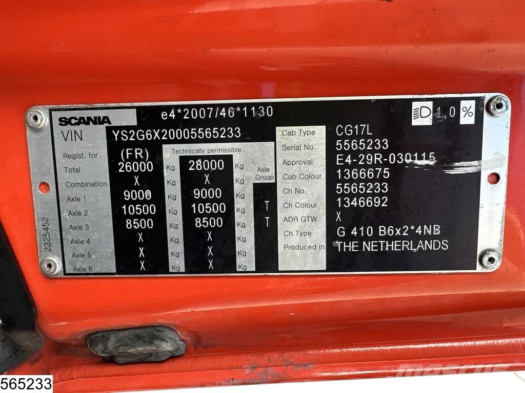 Scania G 410 EURO 6d, CNG, 6x2, Retarder, Hiab 덤프 트럭