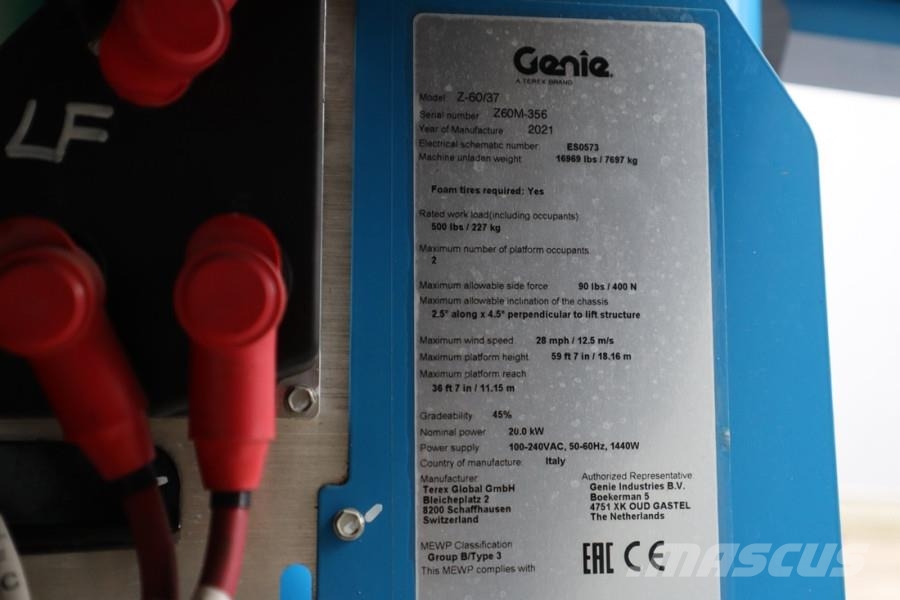 Genie Z60/37FE Hybrid, 4x4 Drive, 20m Working Height, 11 Leddede bomlifter