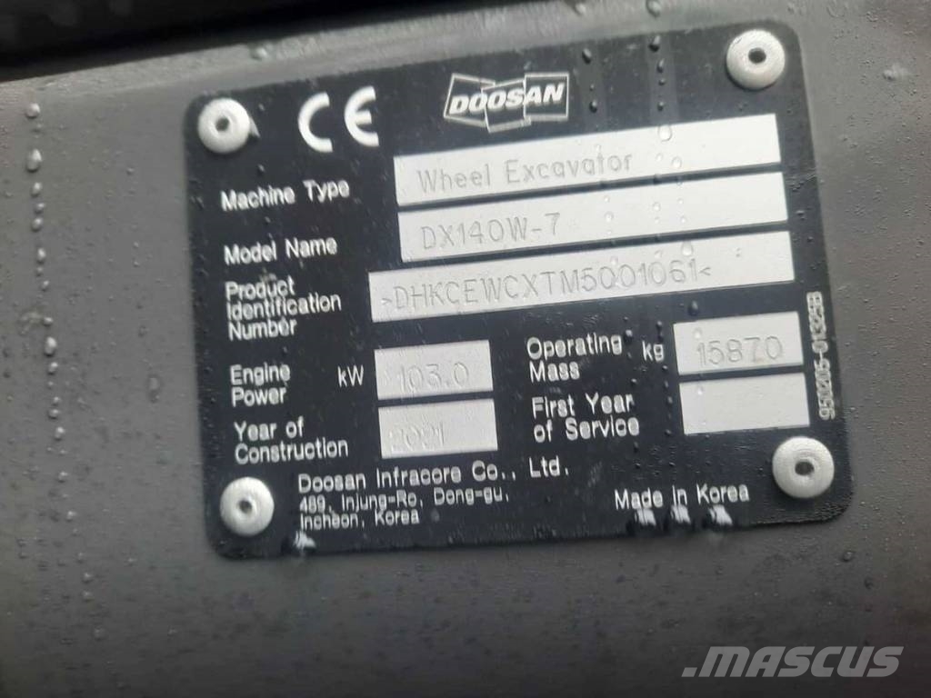 Doosan Dx140W-7 Gravemaskiner på hjul