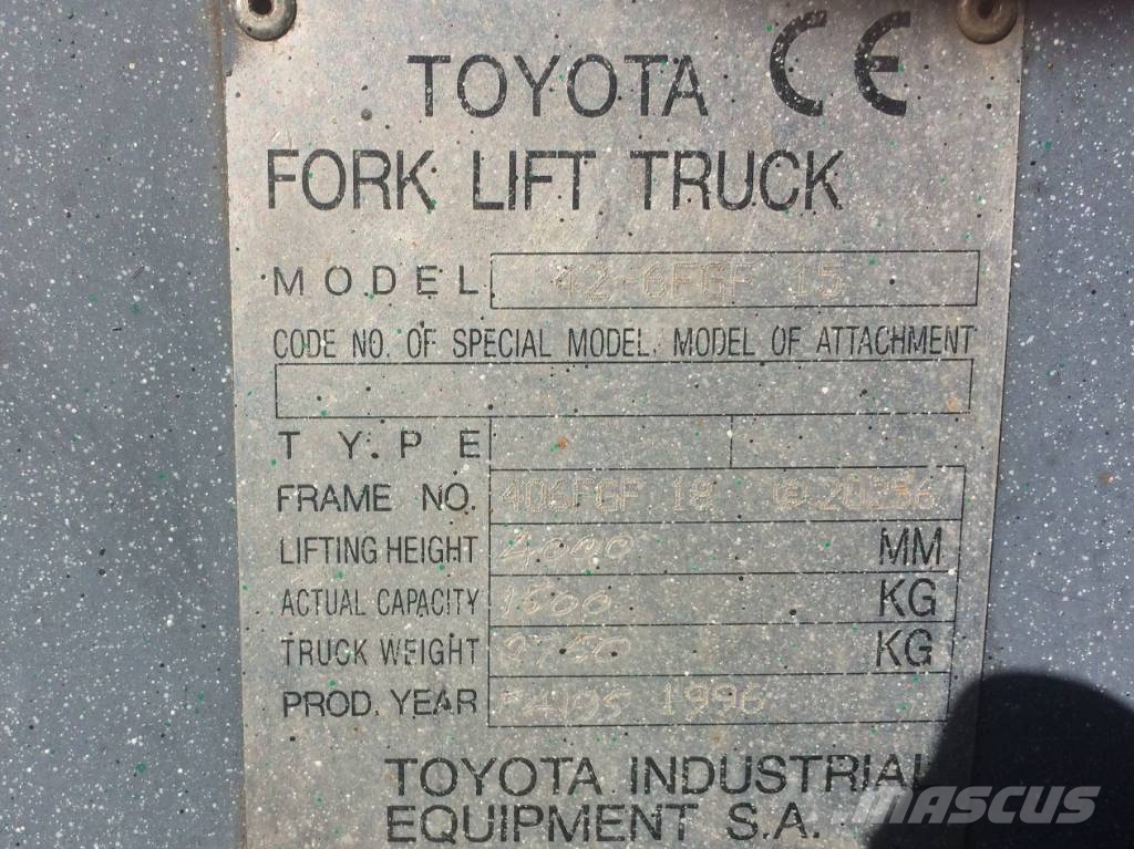Toyota 6 FG 15 V-2877 OB Gázüzemű targoncák
