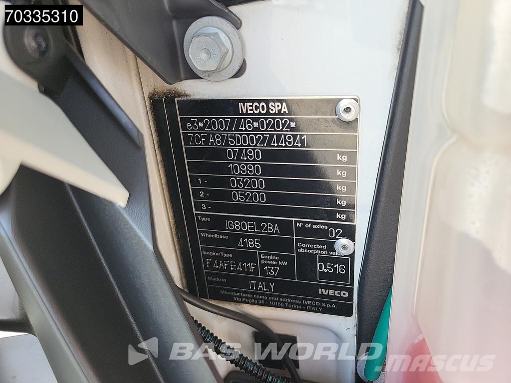 Iveco Eurocargo 75E190 4X2 8tonner 1000kg Tailgate Autom Camiones caja cerrada
