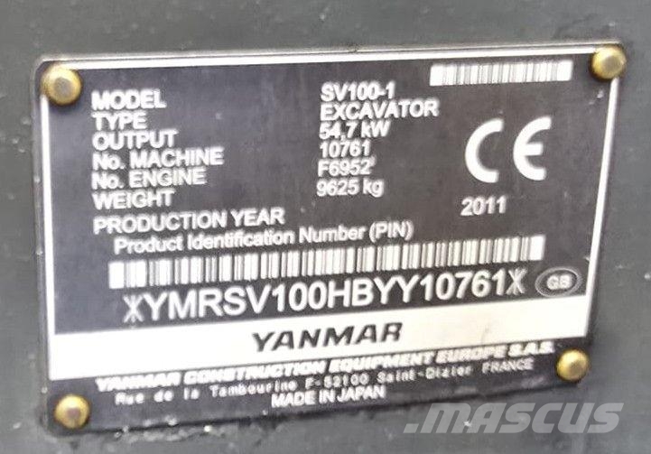 Yanmar SV100-1 Roomikekskavaatorid
