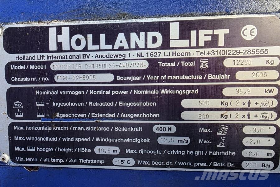 Holland Lift COMBISTAR B-195DL25-4WD/P/N Diesel, 4x4 Drive, 21. Plataformas tijera