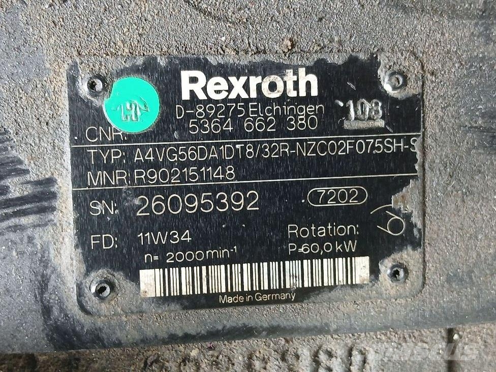Terex TW85-5364662380-Rexroth A4VG56DA1DT8-Drive pump Hydraulics