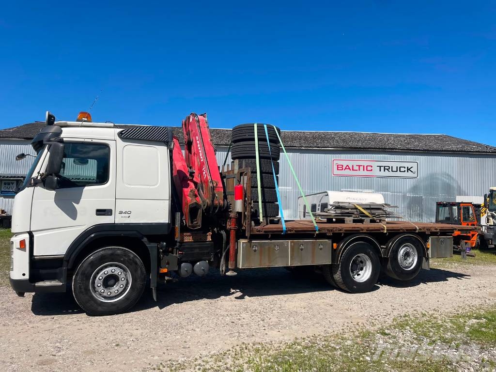 Volvo FM 9 340, 6x2, CRANE + SIDE PANELS + REMOTE Flatbed kamyonlar