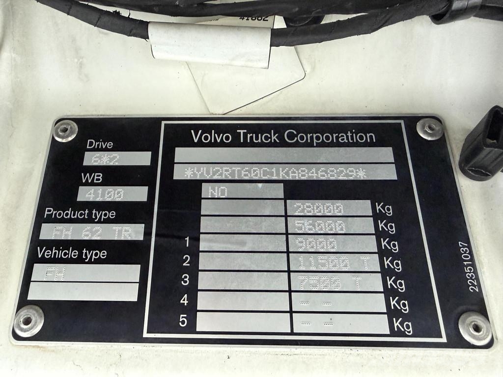 Volvo FH540 6X2*4 EURO6 + RETARDER + PTO + 5950MM CHASSI Šasija ar kabīni