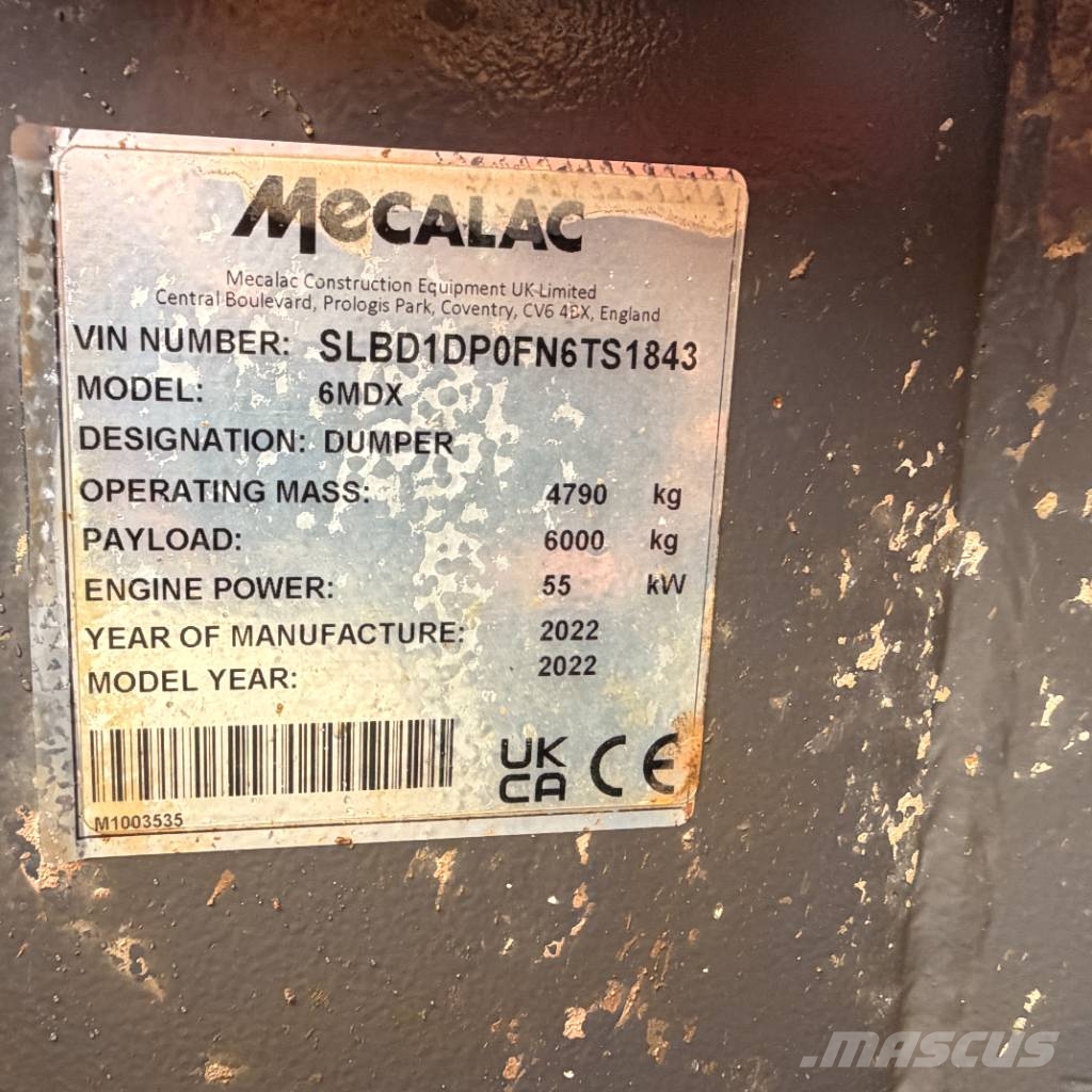 Mecalac 6 MDX 6 Tonne Cabbed Site Dumper Minidumper