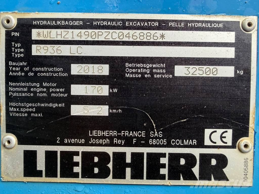 Liebherr R 936 LC //BJ. 2018/7390H/SW/ZSA/2 Löffel/TOP Rupsgraafmachines