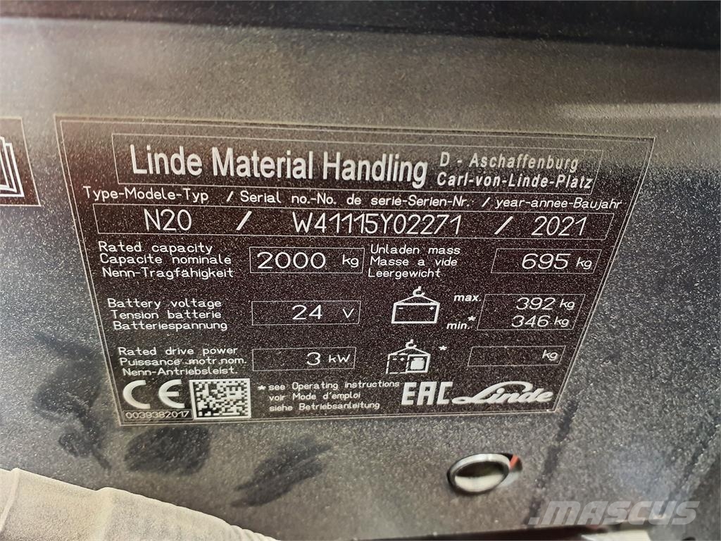 Linde N20 lang Low lift order picker