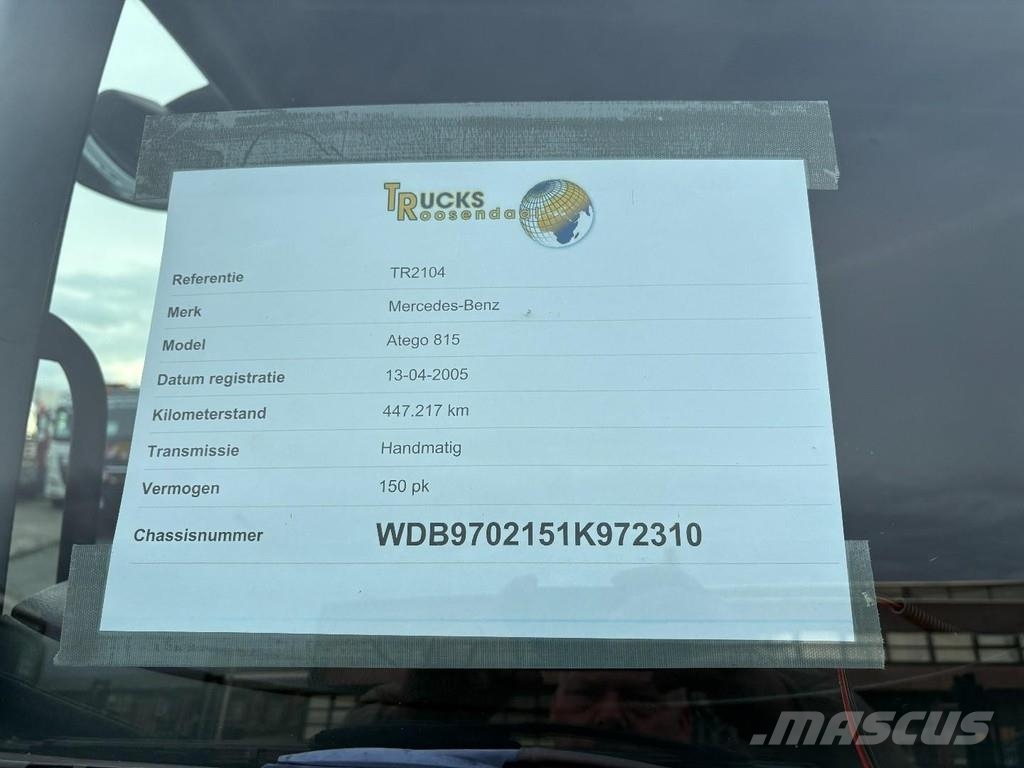 Mercedes-Benz Atego 815 + MANUAL + spring Kamioni sa ciradom