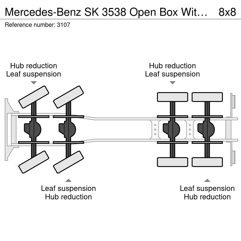 Mercedes-Benz SK 3538 Open Box With Crane - 8x8 - V8 - Big Axle' 平板式/側卸式卡車