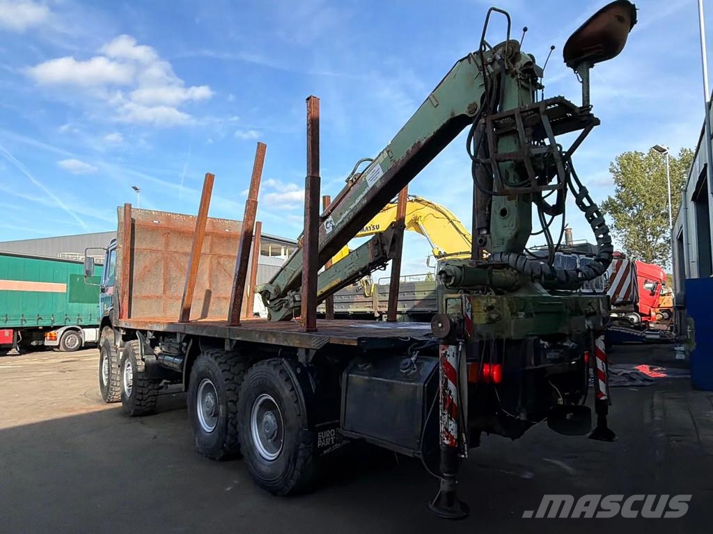 Mercedes-Benz SK 3538 Open Box With Crane - 8x8 - V8 - Big Axle' 平板式/側卸式卡車