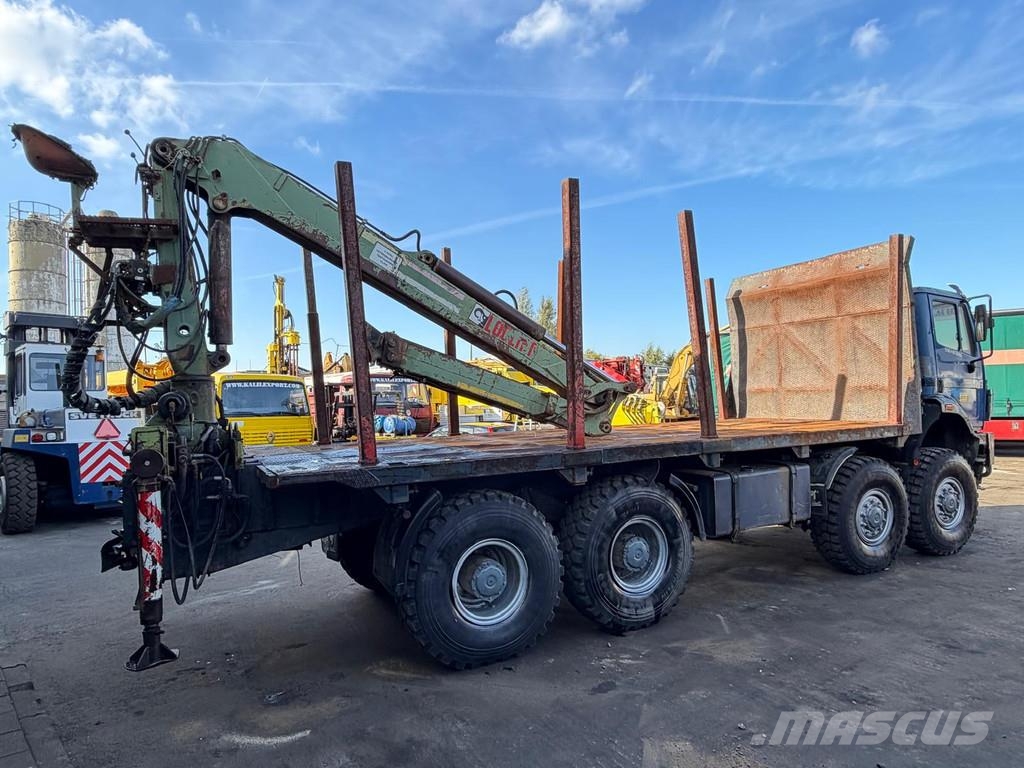Mercedes-Benz SK 3538 Open Box With Crane - 8x8 - V8 - Big Axle' 平板式/側卸式卡車
