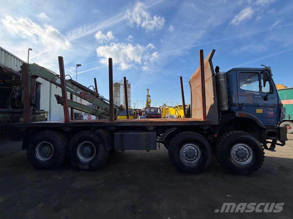 Mercedes-Benz SK 3538 Open Box With Crane - 8x8 - V8 - Big Axle' 平板式/側卸式卡車