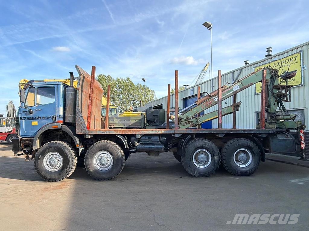 Mercedes-Benz SK 3538 Open Box With Crane - 8x8 - V8 - Big Axle' 平板式/側卸式卡車