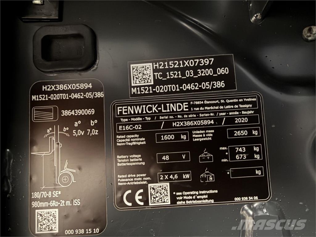 Linde E16C-02 Električni viljuškari