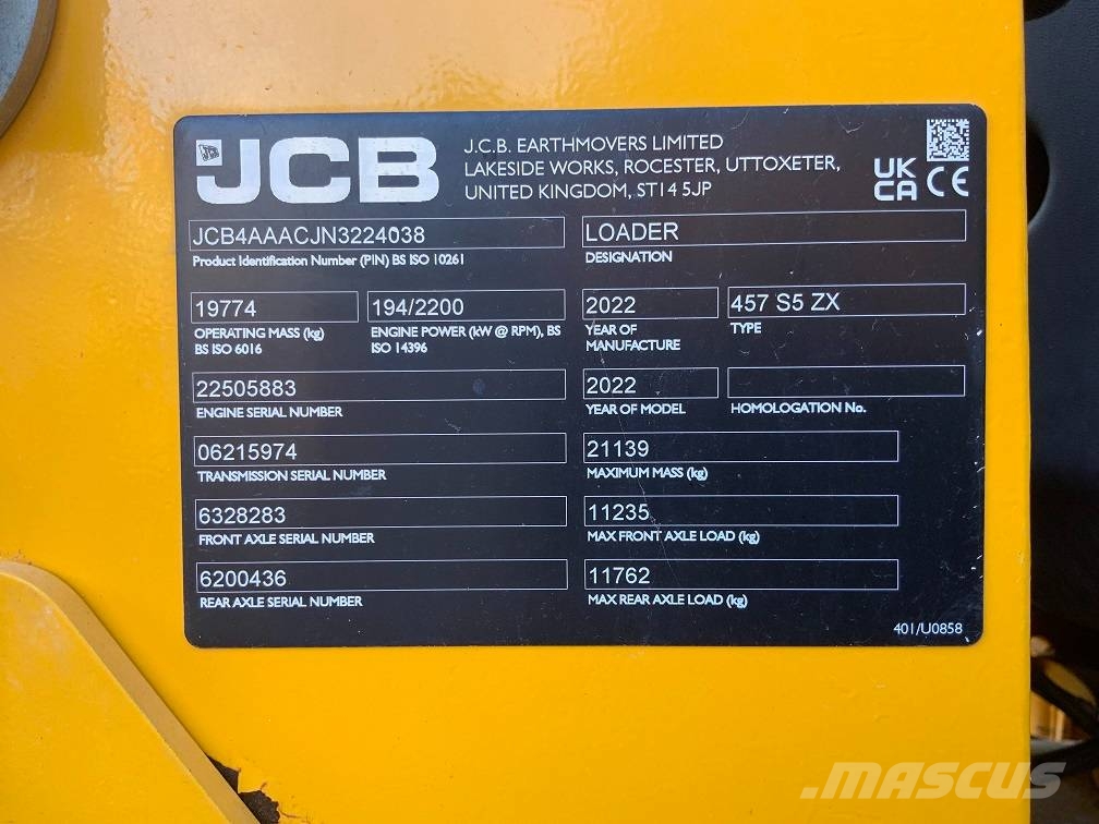 JCB 457 ZX Læssemaskiner på hjul