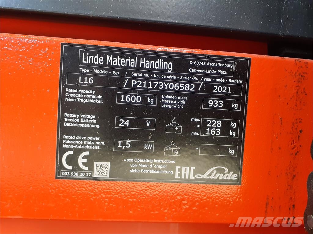 Linde L16i Stāvot vadāmie palešu krautņotāji