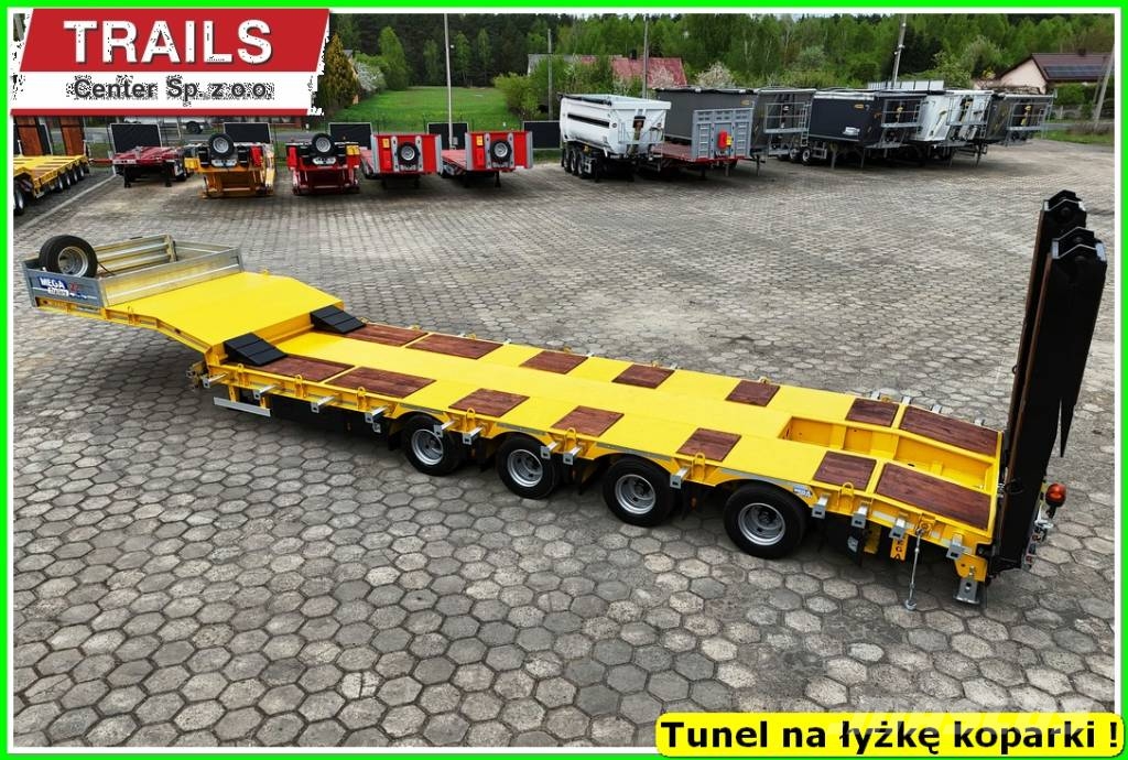 Mega Lowbed 4 axle, DMC 66,0 T, hydraulic ramps, PTO Diepladers