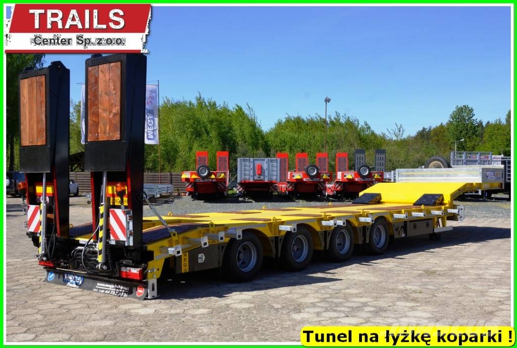 Mega Lowbed 4 axle, DMC 66,0 T, hydraulic ramps, PTO Diepladers